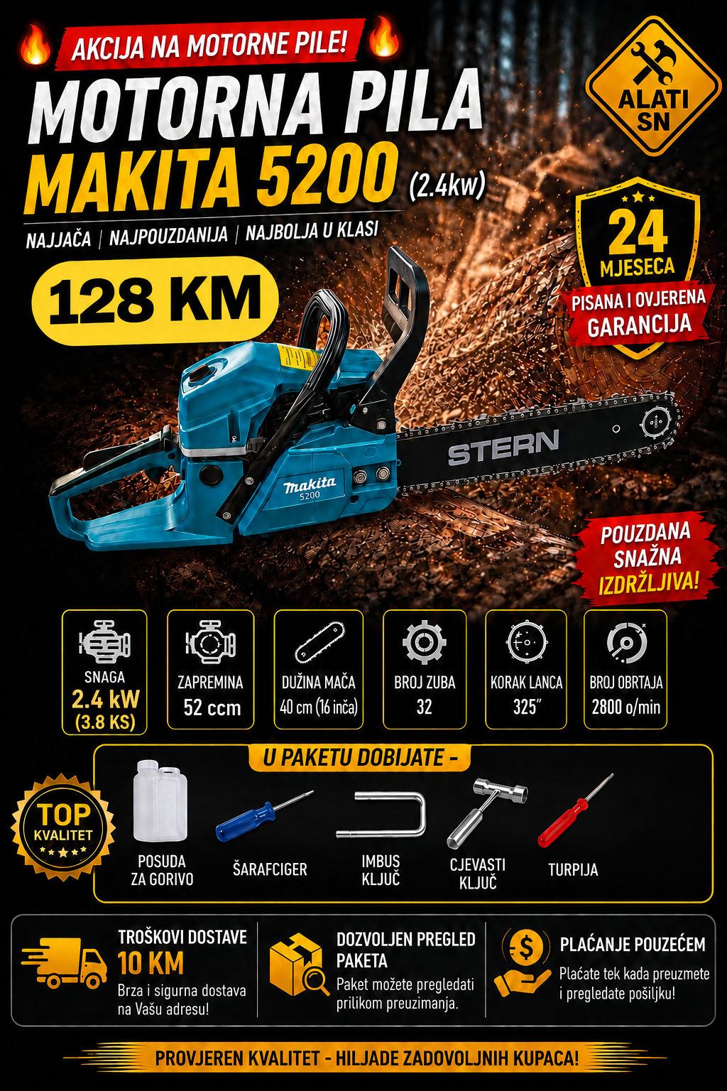 Motorna pila Makita 5200 (2.4 kW, 3.8 KS)