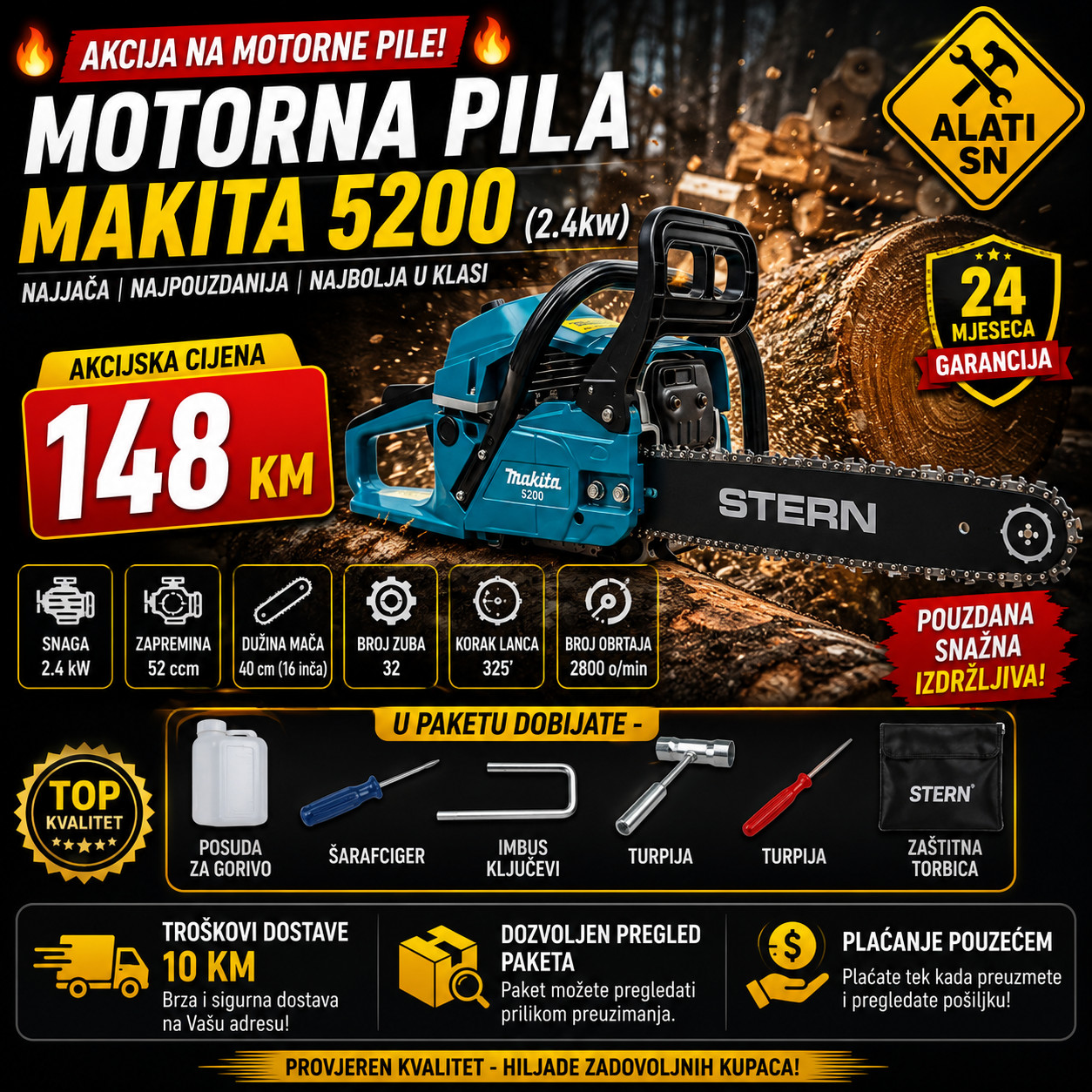 Motorna pila Makita 5200 (2.4 kW)