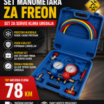 Set manometara za freon, za servis klima uređaja