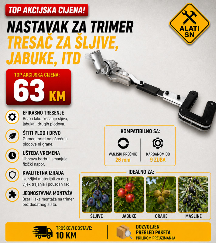Nastavak za trimer - tresač za šljive, jabuke