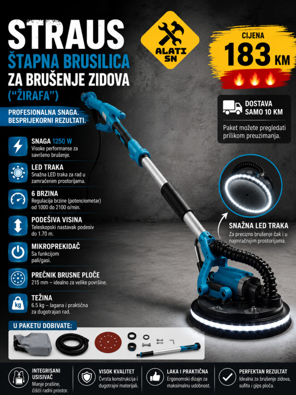 Štapna brusilica za brušenje zidova (žirafa) Straus