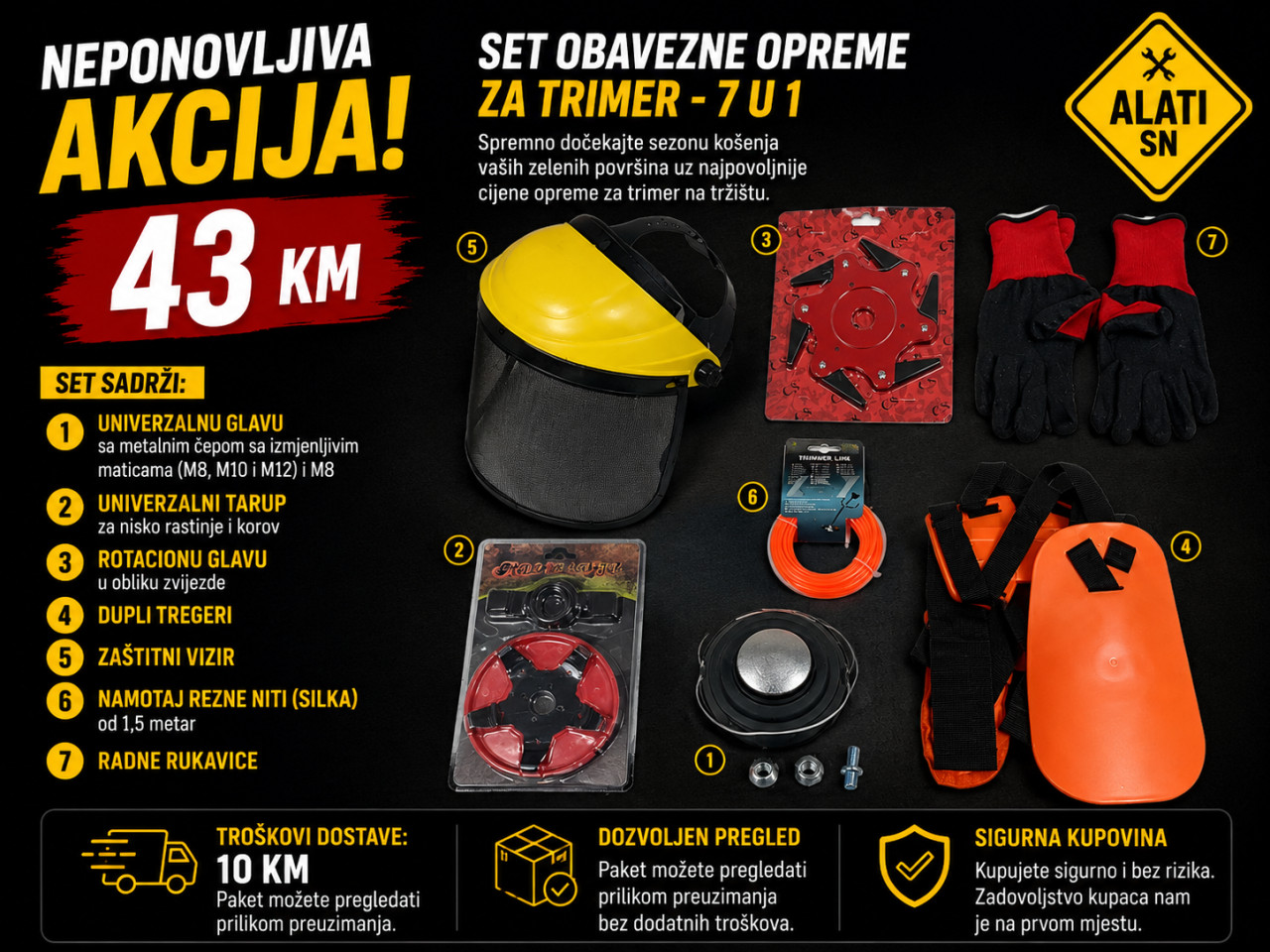 Set obavezne opreme za trimer 7 u 1