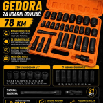 Set kovanih gedora za udarni odvijač 31 komada