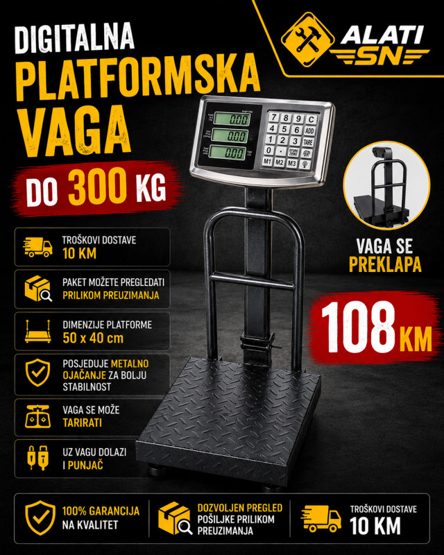 Digitalna platformska vaga do 300 kg sa ojačanjem