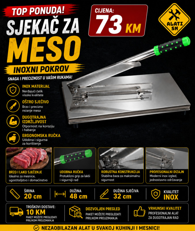 Sjekač za meso - inoksni pokrov