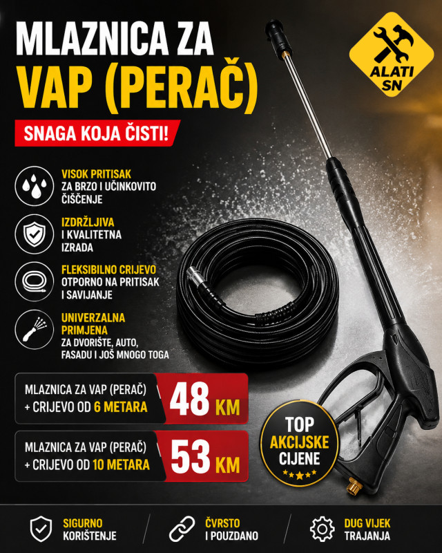 Mlaznica za VAP ( perač ) + crijevo od 6 ili 10 metara