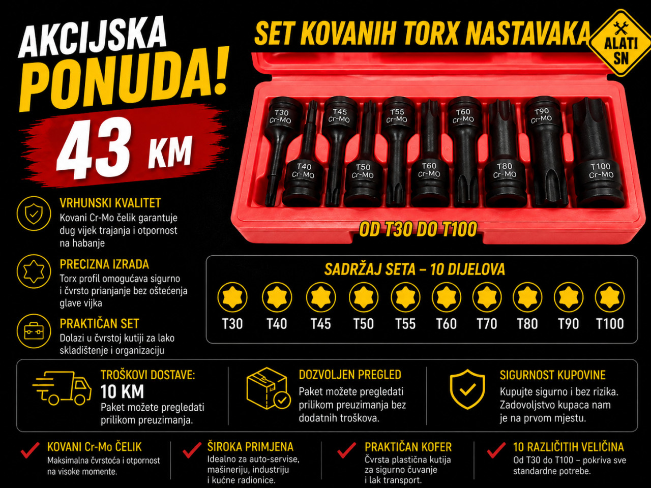 Set kovanih torx nastavaka