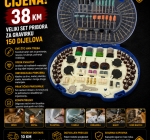 Veliki set pribora za gravirku - 150 dijelova