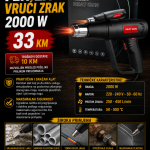 Industrijski fen za vrući zrak 2000 W