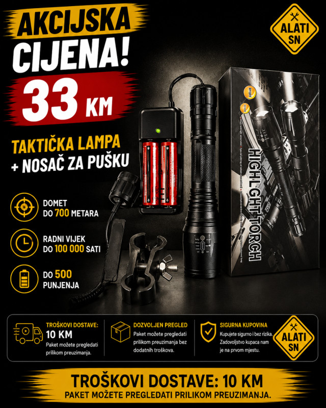 Taktička lampa + nosač za pušku