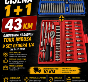 Garnitura nasadnih Torx i imbus nastavaka + gedore 1/4 (46 komada)