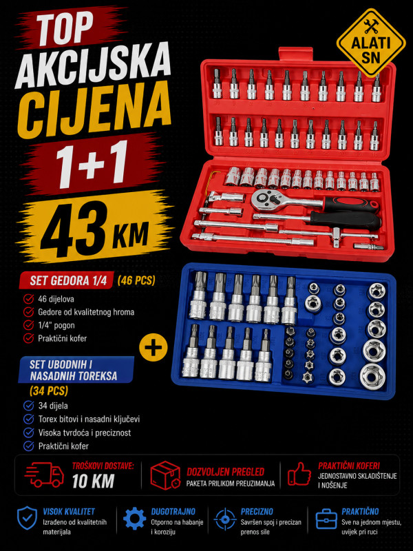 Set udarnih i nasadnih Torx nastavaka + gedore 1/4