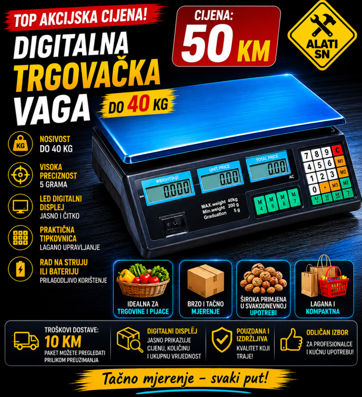 Digitalna trgovačka vaga do 40 kg