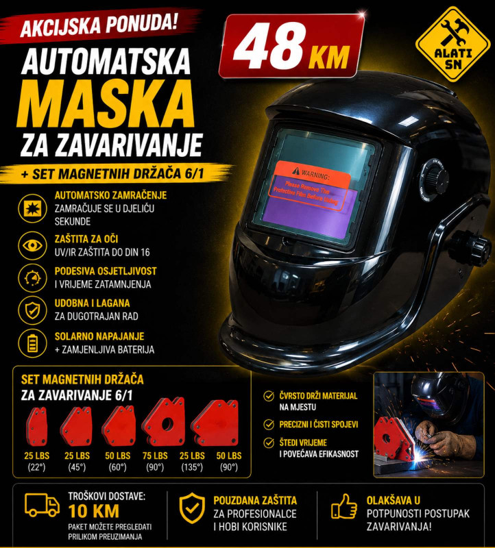 Maska za zavarivanje + set magneta za zavarivanje