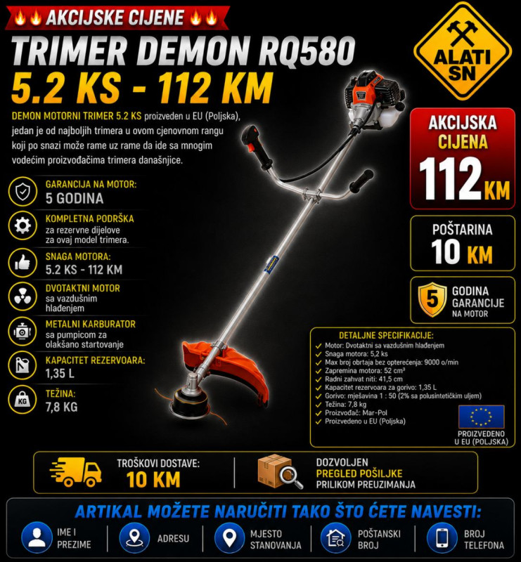 Trimer Demon RQ580 , 5.2 ks