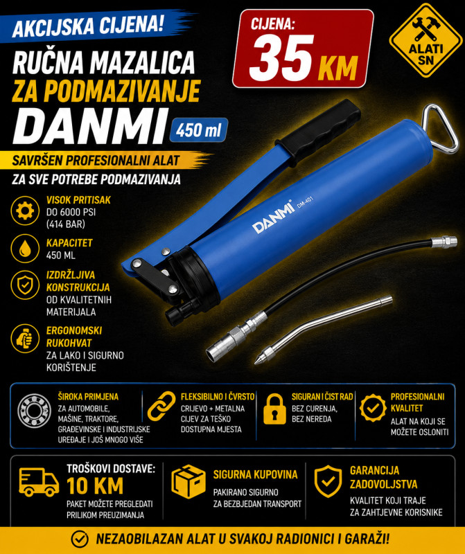 Ručna mazalica za podmazivanje DANMI (450 ml)
