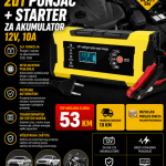 2 u 1 punjač + starter za akumulator 12 V, 10A