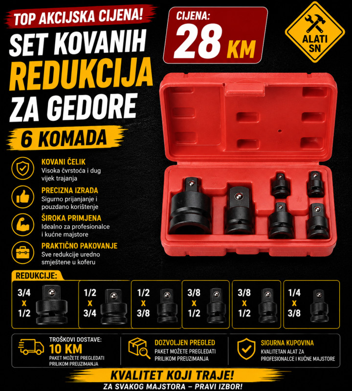Šestodijelni set kovanih redukcija za gedore