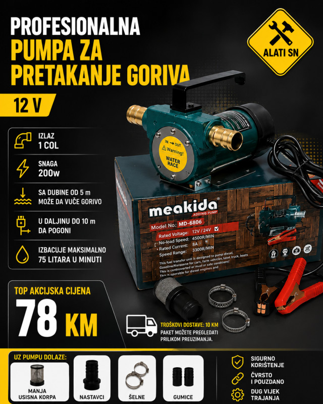 Profesionalna pumpa za pretakanje goriva 12 V