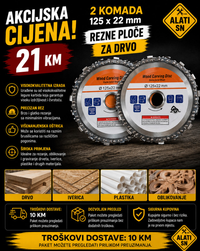 Rezne ploče za drvo 125 x 22mm - 2 komada