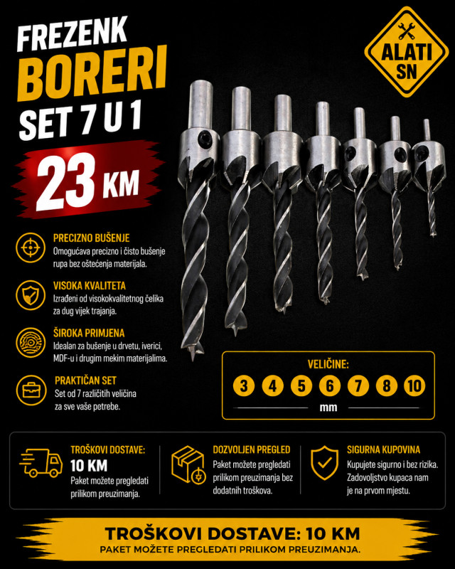 Frezenk boreri set 7 u 1