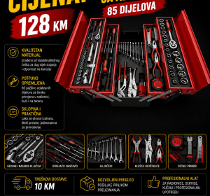 Sklopiva metalna kištra sa alatima - 85 komada
