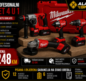 Aku set 4 u 1 Milwaukee + 4 baterije