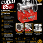 Aluminijumska mašina za mljevenje mesa 32 s remenicom