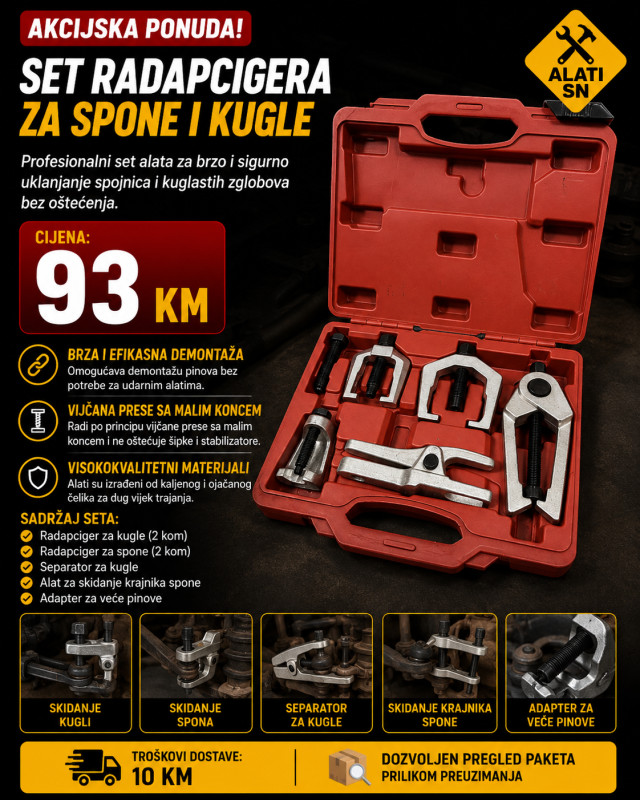 Set radapcigera za spone i kugle (6 komada)