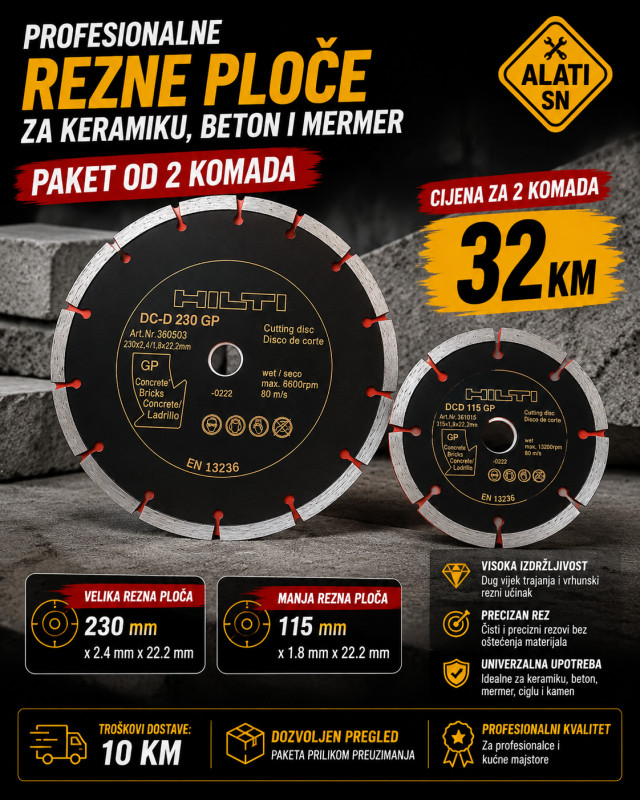 Profesionalne rezne ploče za keramiku, beton i mermer