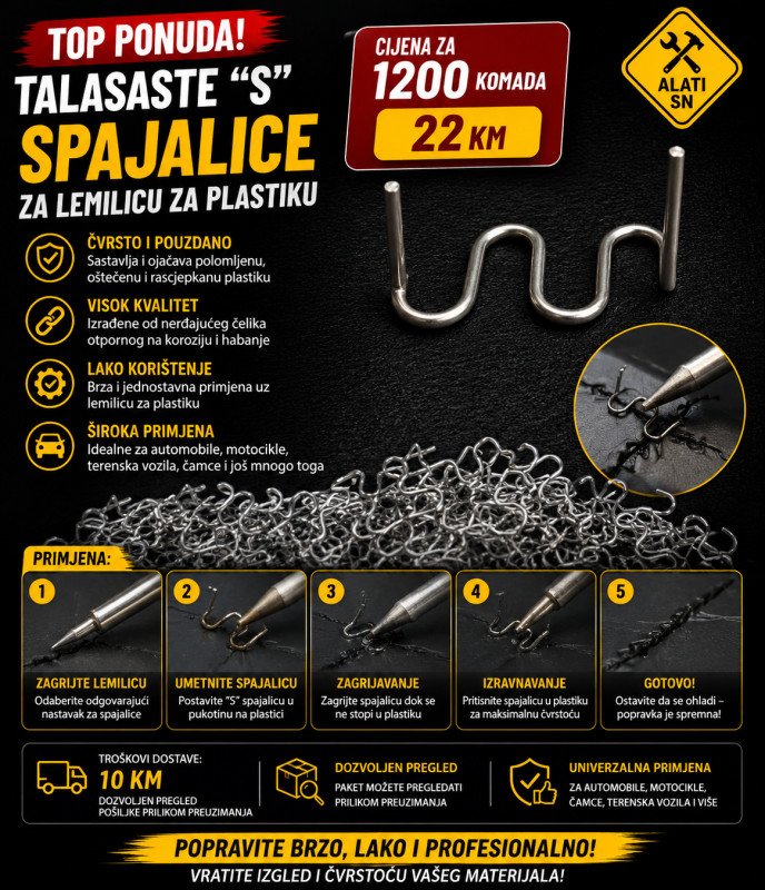 Talasaste "S" spajalice za varilicu plastike