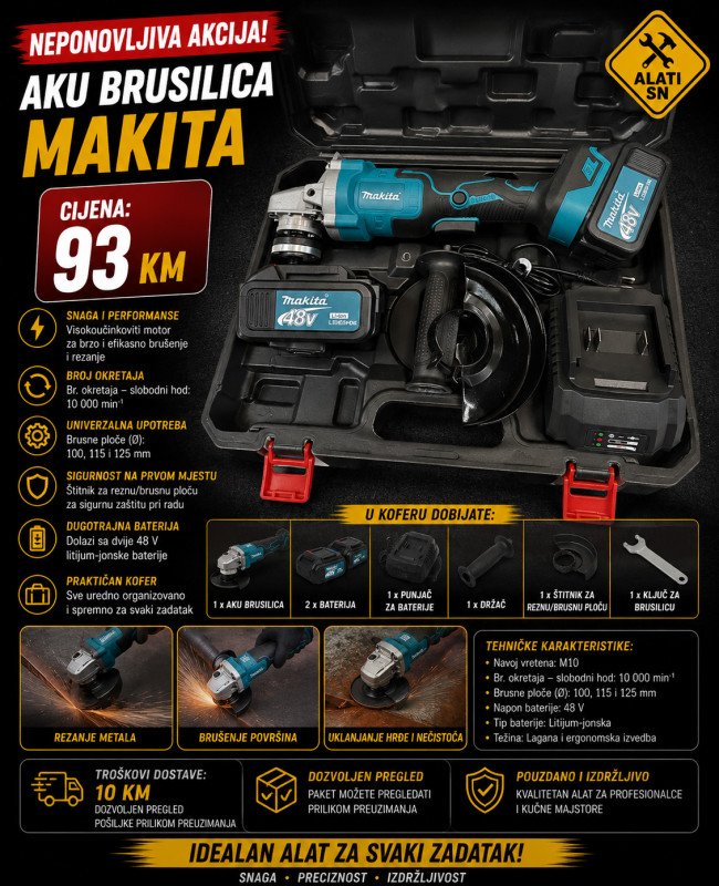 Aku brusilica Makita 48 V, 4 Ah