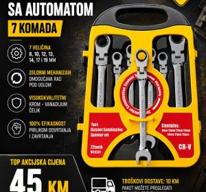 Set kombinovanih zglobnih ključeva sa automatom (7 komada)