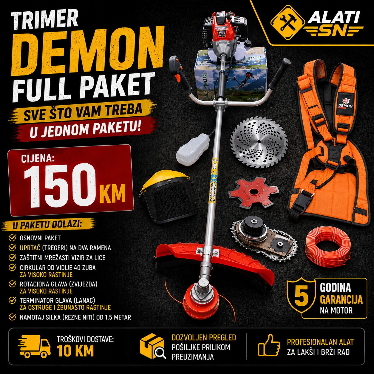 Trimer DEMON 5.2 ks - kombinacije + garancija