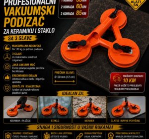 Profesionalni vakuumski podizač za keramiku i staklo, sa 3 glave