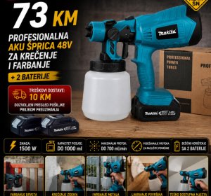 Aku šprica 48 V za krečenje i farbanje Makita + 2 baterije