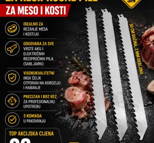 Inoksni listovi za recipročne pile za meso i kosti (3 komada)
