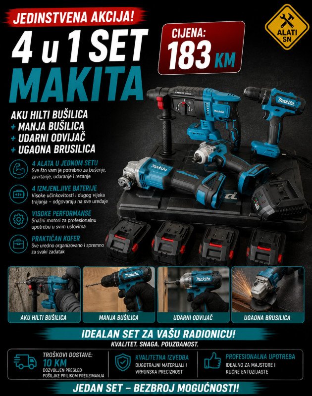 4 u 1 set Makita + 4 baterije