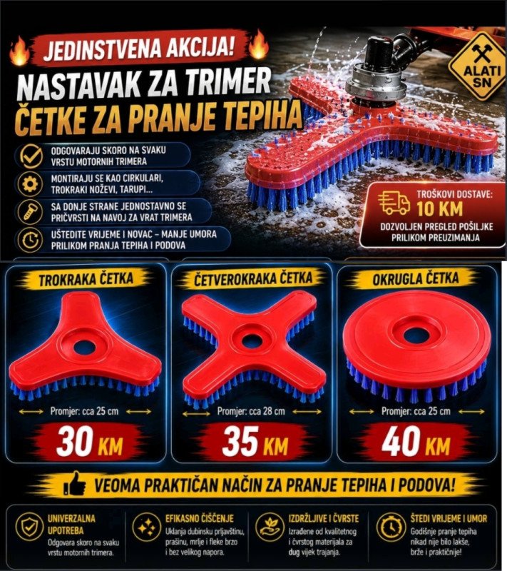 Četke za pranje tepiha - nastavci za trimer