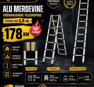 Alu merdevine teleskopske visina do 3,8 m