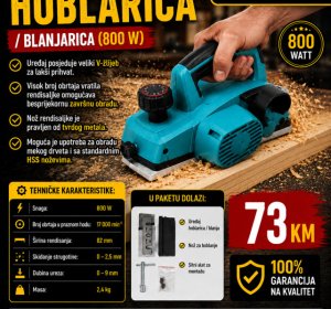 Jednoručna hoblarica / blanjarica (800 W)
